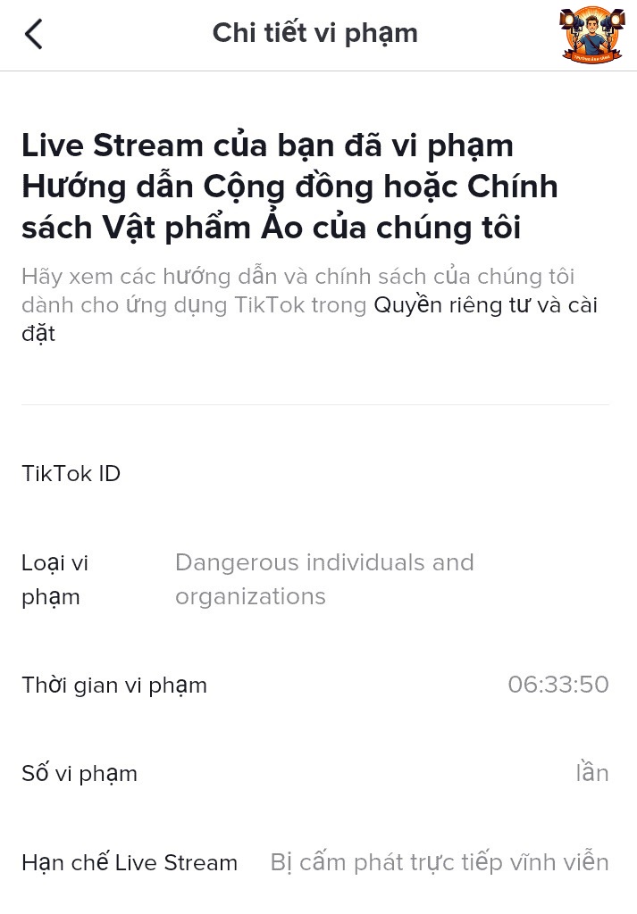 Nguyên nhân Live TikTok khi bị cấm